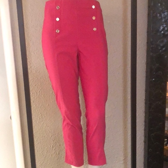 Chic Pink Button-Accent dress Trousers pants - Picture 1 of 14